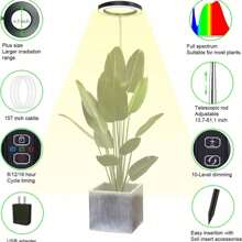 1pc Angel Ring Full Spectrum Plant Growth Lamp With Floor Stand, USB Timing Dimming, 10-Level Cycle Dimming , For Succulent Bonsai Plant Light Supplement, Indoor Seedling Lamp, Vegetable Greenhouse And Hydroponic Lamp