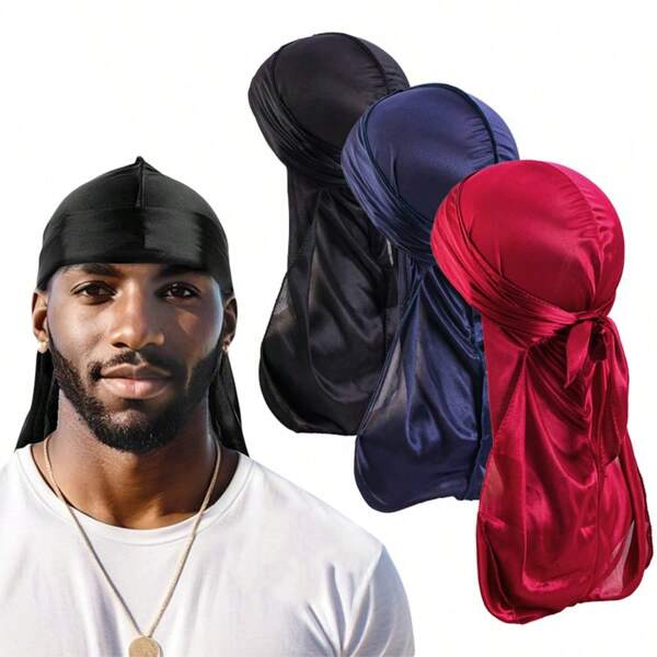 1pc Unisex Faux Silk Long Tail Bandana Pirate Hat
