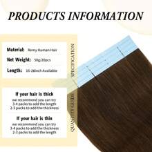20pcs extensiones de cabello humano liso con cinta adhesiva de 50 g, 100 % cabello humano Remy real, de 40 a 66 cm, instalación invisible sin costuras, n.° 2, castaño oscuro