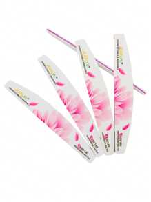 5 pezzi di limetta per unghie a mezzaluna bianca di alta qualità con stampa a petali di fiori, buffer per unghie grana 100/180, strumenti per lucidare le unghie lavabili