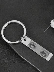 Llavero con diseño de ojo personalizado, colgante de acero inoxidable, llavero rectangular de moda, joyería de aniversario única, llavero de ojo personalizado creativo, regalo para los seres queridos