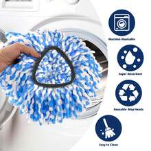 8 Pack Mop Replace Heads For O-Cedar Rinse Clean 2 Tank System, Spin Mop Replacement Head, Fluffy Microfiber O-Cedar Mop Refill Replace Head, Machine Washable, All Hard-Surfaced Floors Cleaning - Xanh và trắng - Xem 6