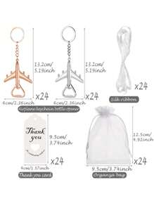 24pcs Aircraft Bottle Opener Keychains, Accompanied By Sand Bag, Rope, And Thank You Cards, Suitable For Revealing Gender, Party Preferences, Birthday Party, Gifting, Valentine's Day, Kitchen & Bar Supplies, Party Favors
