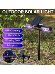 3pcs Solar Powered Mosquito Killer Lamp, Outdoor Waterproof Courtyard Lamp - Ground Inserted Lawn Lamp, Mosquito Repellent Lamp, Automatic Sensing Lighting, Garden Camping Mosquito Prevention