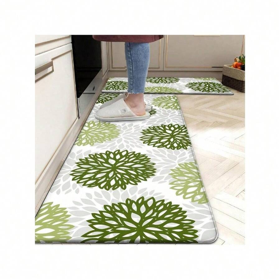 Teal Kitchen Mats Set Of 2 Cushioned Anti Fatigue Kitchen Rugs Non Slip Waterproof Runner Memory Foam Kitchen Floor Mat Comfort Standing Mat For Sink,Office,Laundry - Sage Green - View 1