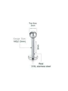 CIZME 16G Lip Labret Medusa Monroe Rings Studs Stainless Steel Tragus Helix Cartilage Earring Stud Rings Piercing Jewelry Bar Length 6mm 8mm 10mm 12mm Mix Color - Lip Rings - View 4