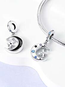 STYFNE 1 pingente de estrela, pingente de planeta estrela dourado, pingente de céu estrelado misterioso, pingente de pérola lua apanhador de sonhos, pingente de menina sentada na lua com miçangas, para pulseira faça você mesmo, joias femininas, presente diário