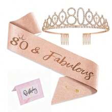 3pcs/Set This Is My 10 13 16 18 21 30 40 50 60 70 80 Birthday Decorations For Women Including This Is My 10 13 16 18 21 30 40 50 60 70 80 Birthday Crown/Ribbon Tiara Sash, Birthday Card 10th 13th 16th 18th 21th 30th 40th 50th 60th 70th 80th Party Decorations For Women, Sweet 16th Birthday Gifts