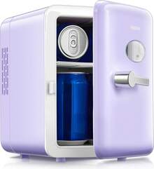 Reemix Mini Fridge With Handle, Small Fridge Rapid Cooling 4 Liter/6 Cans Skincare Fridge, Cooler And Warmer Refrigerators For Bedroom, Cosmetics, Office And Car, Pink - 美規A型插(110-127V) - 查看 8