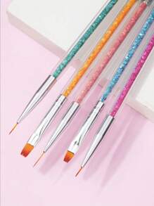 Nail Art Brushes, 5pcs Nail Liner Brushes Double-Ended Acrylic Nail Brush Nail Art Striping Nail Dotting Drawing Tool For Long Lines,Thin Details, Fine Drawing, Delicate Coloring, Elongated Lines Brushes And Nail Dotting Pens For French Nail Tip