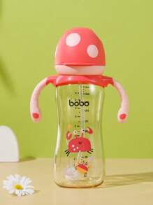 1pc Baby PPSU Bottle, Wide Mouth Mushroom Head Milk Bottle With Handle, Suitable For Babies 12 Months+, 11.2OZ/330ML