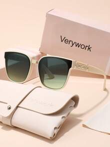 Verywork 1 件经典几何渐变镜片，时尚优雅精致品牌设计，女士时尚眼镜配有收纳和擦拭布，适合户外休闲活动、驾驶、钓鱼、音乐节、热带海滩度假、时尚配饰，是送礼的理想选择 - 彩色 - 查看 4