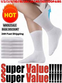 [Calcetines deportivos para hombres talla grande vendidos] 100/50/40/30/20/15/10/5 pares, diseño clásico, transpirables, que absorben la humedad, alta elasticidad, opciones de multicolor, oferta por tiempo limitado, calcetines de