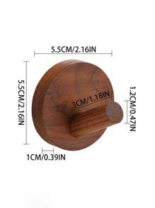 1pc Wood Round Wall Hook, No Drill Needed. Round Wooden Hook, Wood Wall Mounted Hook Rack For Clothes, Towels, Home Decor Rustic