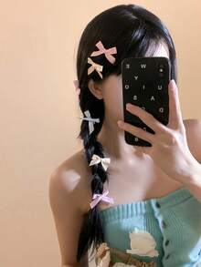 27 Stück/Set modisches Schleifen- und Stern-Haaraccessoire-Set, inklusive Stern-BB-Clips, verschiedene Größen von Schleifen-Haarclips in klassischem Schwarz, süßem Rosa und reinem Weiß - geeignet für Mädchen und Frauen, perfekt für Y2K-Alltagsoutfit, ein Muss für Modepioniere, Schulsachen, elegant, College, Winteroutfit für Frauen, Geschenke, Schleifen, niedlich, klassisch