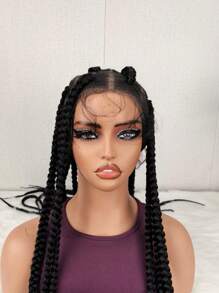 Elegant And High-Quality 36 Inch/90cm All Lace Braided Wig | Women's Synthetic Crochet Box Shaped Wig, Knotless Box Shaped Braid - All Lace Wig