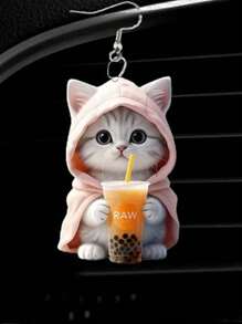 1 Pair Adorable Hoodie Cat Drop & Dangle Earrings, 2D Acrylic Cartoon Style For Women, Cute Daily Accessory, Ideal For Party & Date Outfits, Perfect Christmas Gift