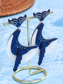 1 Paar blaue Wal Schwimm Acryl Ozean Thema Ohrringe, geeignet für den täglichen Gebrauch von Frauen