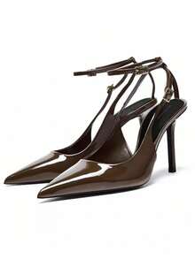 New Arrival Early Autumn Sexy Leopard Print High Heel Shoes, Women Pointed Toe Hollow-Out Stiletto Sandals - Dark Green - View 2