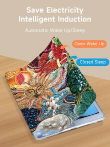 珍珠刺绣奇幻世界太阳水果图案平板电脑保护壳，兼容 iPad 9.7/10.2/10.5/10.9/12.9/Pro 11 第 10 代，兼容三星 Galaxy Tab S6 Lite 10.4 英寸，兼容 Kindle Paperwhite 第 12 代 2024，Kindle（第 11 代）2022 年发布，柔软防摔保护，智能支架/自动唤醒/睡眠