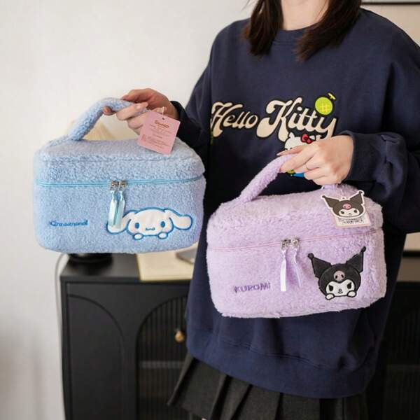 1pc Hello Kitty, My Melody, Kuromi, Cinnamoroll Pencil Case, Cute Kitty Portable Cosmetic Organizer Bag, Large Capacity Fashion Stationery Storage Pouch, Learning & Office Supplies, Ideal Gift For Ladies,Back To School,School Supplies