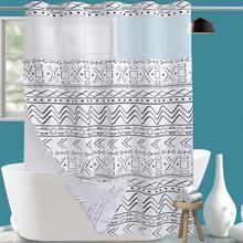 Wide Hotel Fabric Shower Curtain With Snap In Liner 108" X 74" For Bathroom Machine Washable Waterproof Repellent Shower Curtain (White 108" (W) X 74"(H)) - White Boho - 查看 1
