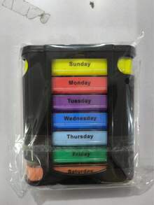 1pc 7-Day 28 Slot Drawer Type Pill Case, Detachable Pill Box, Portable Mini Medicine Storage Organizer, Transparent Colored Medication Box