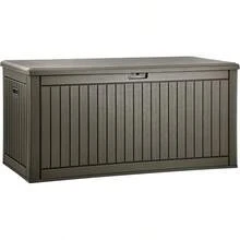 YITAHOME 200 Gallon Large Deck Box, Double-Wall Resin Outdoor Storage Box With Flexible Divider Patio Cushions Pool Supplies Garden Tools, 990 Lbs Load Capacity, Lockable (White) - 淺棕色 - 查看 3