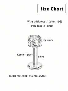 6 件 16G 唇钉套装 - 防过敏不锈钢身体首饰，彩虹色调，非常适合新娘婚礼首饰收藏和唇环，耐用的日常佩戴和特殊场合礼品套装