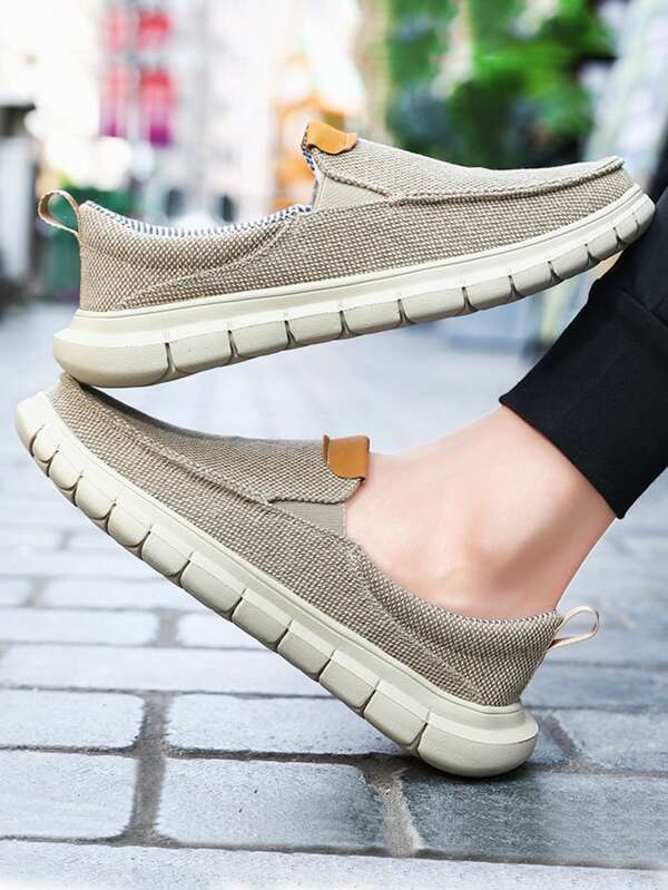 New Men's Canvas Shoes, Casual Breathable Mesh Shoes For Summer, Lightweight Soft Sole Fashionable Slip-On Loafers, Versatile Walking Sneakers