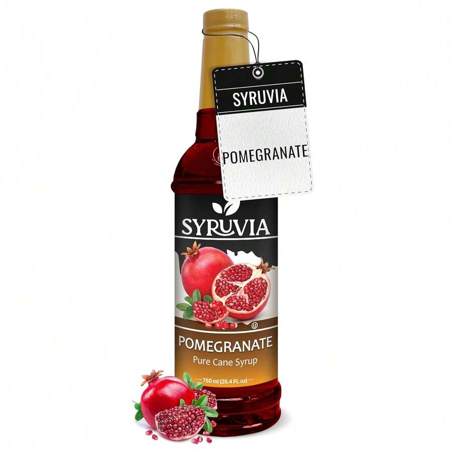 Syruvia Pomegranate Syrup - Premium Flavoring Syrup For Tea, Italian Sodas, Beverages, Desserts, Ice Cream, Cocktails & Mocktails - Kosher, Gluten Free - 25.4 Fl Oz. - 25.4 Fl Oz - View 1