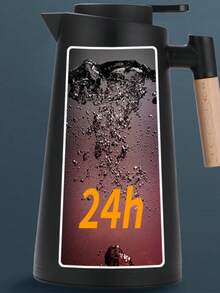 酒店咖啡壶真空玻璃内壶热水壶礼品印花大容量北欧家用保温水壶 - 黑色 - 查看 5