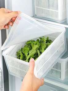 1 件白色塑料农产品保鲜食品储存容器套装，带密封盖和可拆卸沥水篮 - 可堆叠冰箱整理箱，用于长时间保持水果、蔬菜、绿色蔬菜新鲜 - 厨房食品储藏室储存解决方案，现代简约风格，多用途食品保鲜器，适用于水果、蔬菜、浆果、沙拉、餐食准备、家庭厨房用具圣诞礼物。 - 白色 - 查看 3