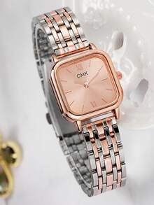 1pc Minimalist Elegant Mixed Bar Scale Square Dial Non-Waterproof Steel Band Quartz Watch, Suitable For Birthday Gift, Back To School Gift, Summer Vacation, Halloween Gift, Year-End Promotion, Singles Day - Gold - View 17