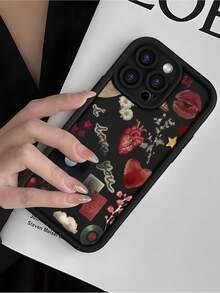 Fashionable Retro - Pop Culture Collage Pattern Design Phone Case: Popular, Personalized Soft - Touch Ultimate Grip, Waterproof & Durable, Dirt - Resistant Stylish Bumper Cover With Camera Protection. Perfect Gift For Easter Day, Christmas, Halloween. Compatible With For IPhone 16/16Plus/16Pro/16ProMax, 15, 14, 13, 12, 11 Series And More. - Black - View 3