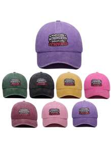 1pc Unisex Introvert Print Baseball Cap, Fashion Casual Soft Top Adjustable Brimmed Hat, Versatile For Outdoor, Commuting, Gift, Suitable For Spring/Summer Travel, Beach Vacation