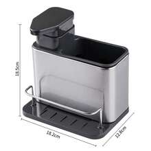 Stainless Steel Kitchen Utensil Rack With Drip Tray - Dish Soap Dispenser, Sponge Holder, And Tool Organizer, Saves Space On Home And Professional Countertops, Kitchen Tool Storage, Durable Stainless Steel - 黑色 - 查看 2