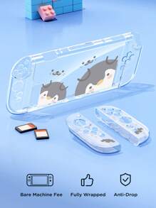 Ayotu 1 pieza Funda protectora transparente ultra delgada de TPU con diseño de pingüino lindo compatible con Switch OLED / Switch / Switch Lite / New Switch2 (2025) - Diseño compatible con el dock, sin necesidad de retirar, a prueba de caídas y del polvo