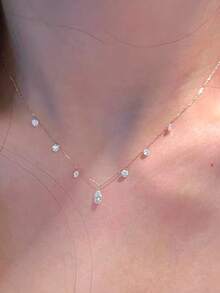 1pc Elegant S925 Sterling Silver Teardrop Zirconia Pendant Necklace, Lightweight Clavicle Chain, Versatile For Commuting, Great Gift - Gold - View 4