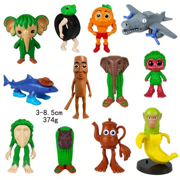 Lot de 12 figurines italiennes en plastique Brainrot, Tung Tung Tung Sahur, Tralalero Tralala, sculptures décoratives, décorations de bureau, cadeaux d'Halloween, de Noël et d'anniversaire