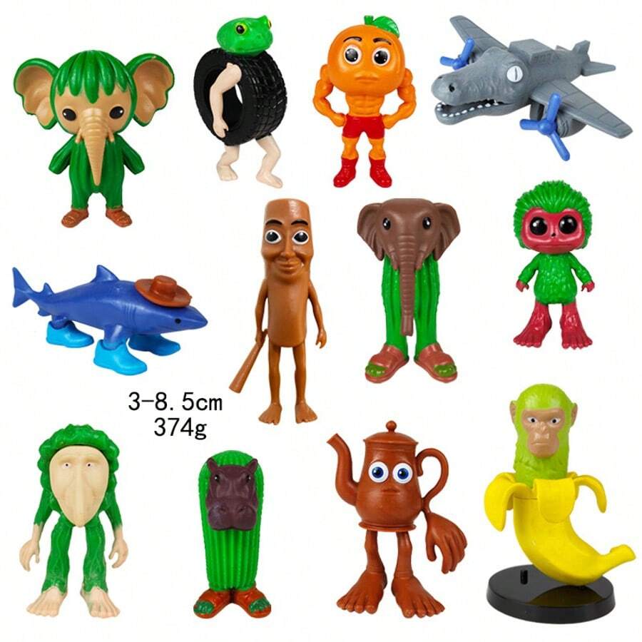 Juego de 12 figuras de juguete de plástico de la cultura italiana Brainrot, Tung Tung Tung Sahur, Tralalero Tralala, esculturas decorativas, adornos de escritorio, regalos de Halloween, Navidad y cumpleaños.