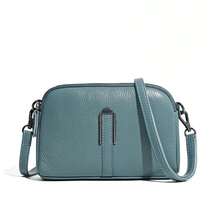 Bolsa de Cuero Genuino de Lujo, Bolsa Cruzada para Mujer, Clutch de Color Sólido, Bolsas para Teléfono, Bolsa de Hombro, Bolsa Mensajera, Sac - Verde - Ver 8