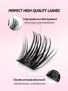 Asiteo 100 片独立睫毛，D 卷自然造型簇状睫毛，柔软蓬松纤细轻盈仿貂皮睫毛，化妆接发 DIY 假睫毛睫毛簇，睫毛簇，独立睫毛，睫毛，假睫毛