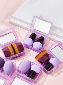 Set di spugnette per il trucco personalizzabile, con testina a fungo + set di spugnette per il trucco, con scatola a specchio per spugnette per il trucco, ultra morbide e non assorbenti, spugna a forma di goccia d'acqua a forma di zucca/fungo per il trucco