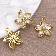 2/4/6pcs 18K Gold Plated Cubic Zirconia Flower Star Moon Charms Cute Angel Brass Charms Pendant For Jewelry Necklace Bracelets Earrings Making DIY Crafts