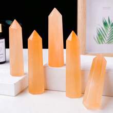 1pc High-Quality Orange Color Selenite Point - Geometric Faceted Crystal For Jewelry Making, DIY Crafts, Home Decor - Ideal For Christmas, Valentine's, Mother'S Day, Graduation Gifts, Jewelry Making Supplies