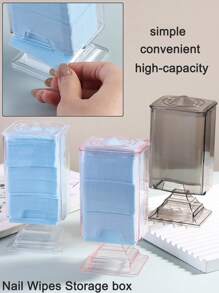 1pc Lint Free Nail Wipes Nails Storage Box Acrylic Material Standing Design Container Remover Organizer Makeup Case Nail Art Tools Pink Clear Black - Multicolor - View 1