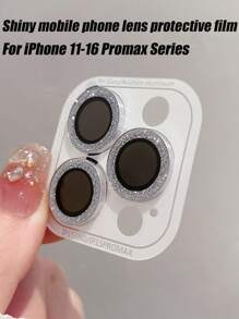 1 Set glänzender Schutzfolien für Handykameras, passend für 16Promax/16/15/14/12/11/13 Pro Max, einzelner luxuriöser glitzernder Strass-Linsendeckel und hinterer Kameralinsen-Schutzring, gehärtetes Glas, modisch und langanhaltend, Glitzer-Silber-Geschenk zum Geburtstag, für Familie und Freunde, funkelnder Kristall, Linsenschutz, Handyzubehör
