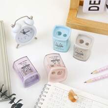 4pcs Kids Cartoon Simple Dual-Hole Pencil Sharpeners (Random Colors/Shapes), Creative Rotary Pencil Sharpener, Cute Pencil Shaver, Portable Stationery For Students Back To School