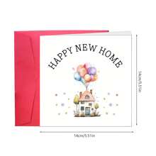 1 pezzo Biglietto di auguri per il nuovo ufficio/casa - Illustrazione di palloncini colorati e casa accogliente, perfetto per celebrare il giorno del trasloco, decorazione festiva per la casa | Design allegro | Carattere elegante, regalo per il riscaldamento della casa, per forniture scolastiche, ritorno a scuola